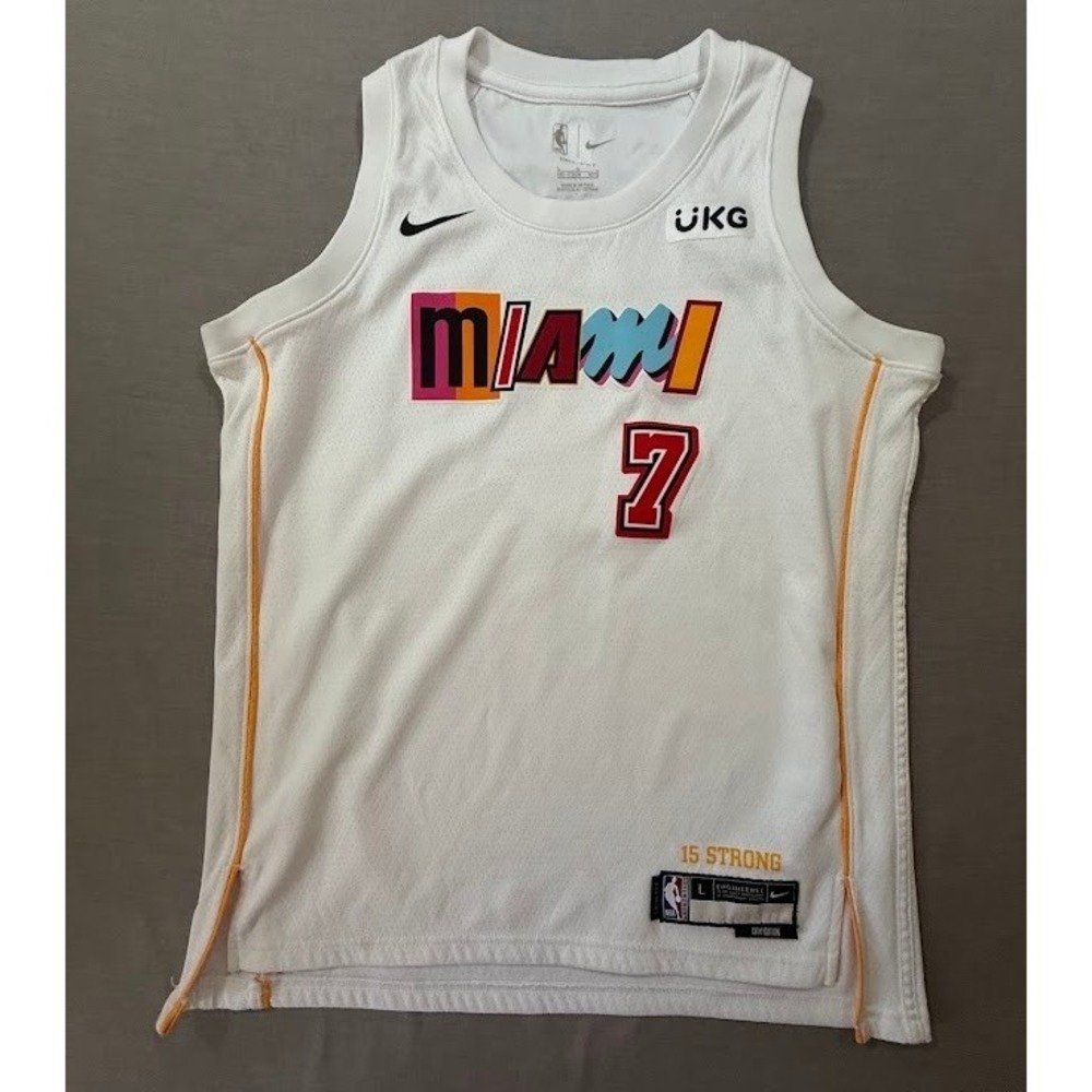 Nike Miami Heat Lowry #7 NBA Jersey White City Edition Dri Fit Size L Sleeveless